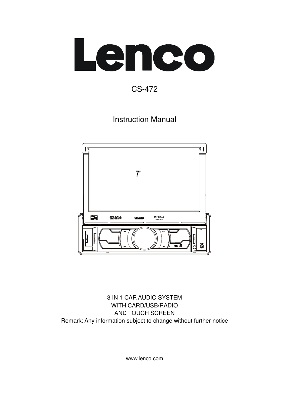 Lenco CS-472 User Manual | 108 pages