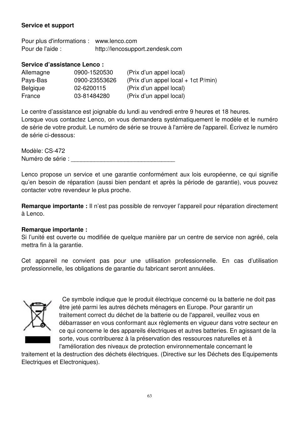 Lenco CS-472 User Manual | Page 64 / 108