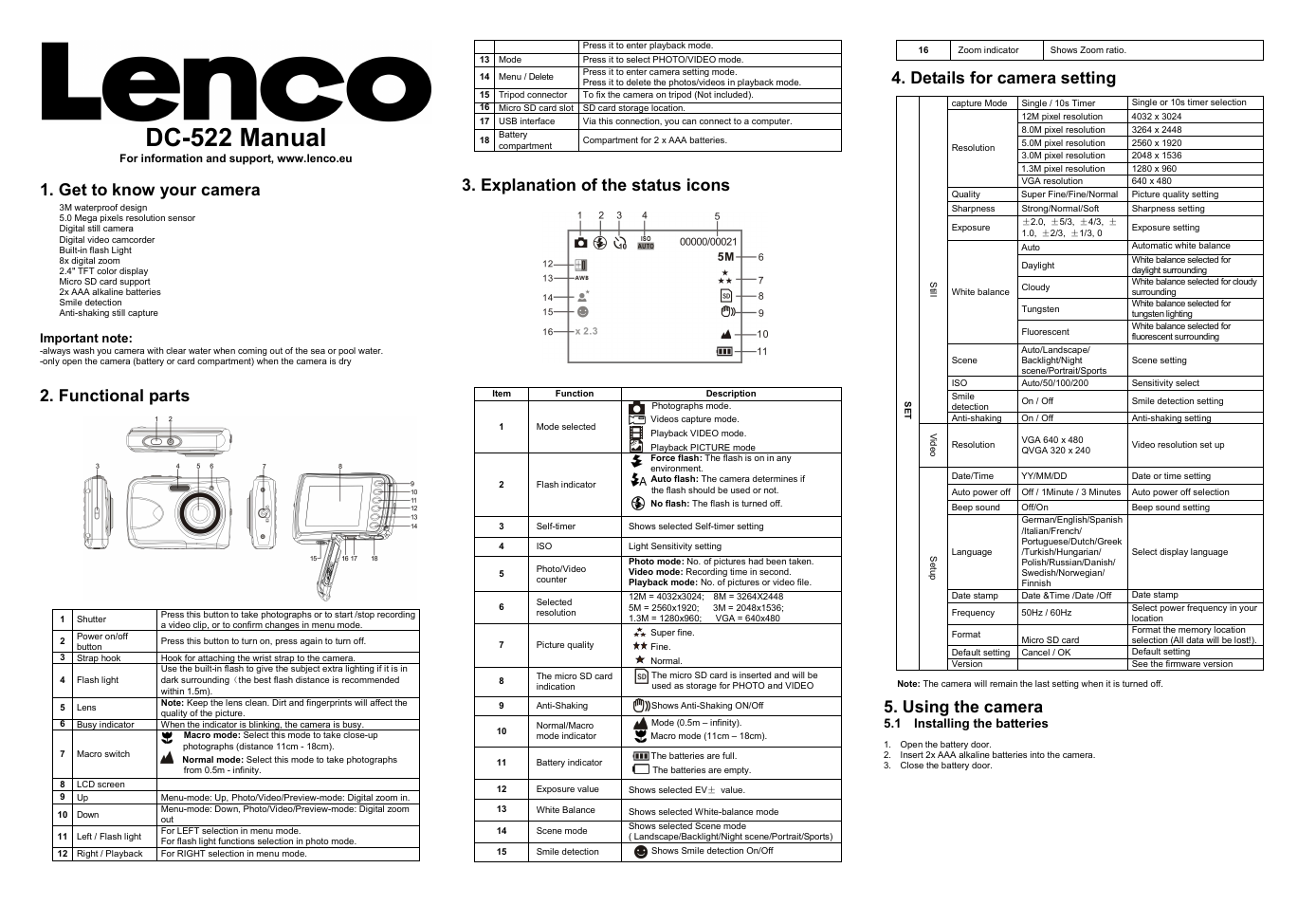 Lenco DC-522 User Manual | 2 pages