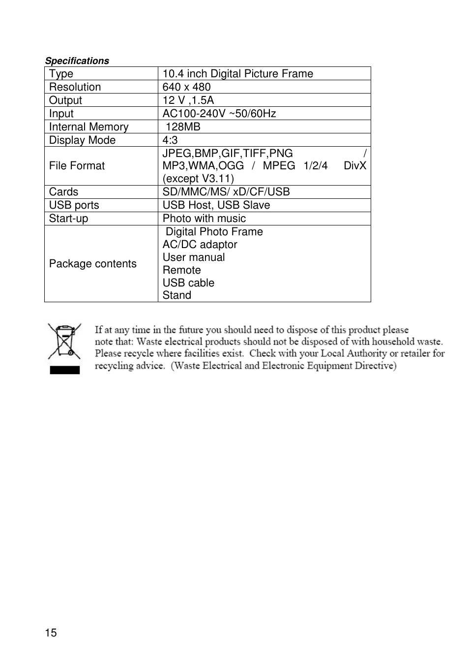 Lenco DF-1020 User Manual | Page 15 / 15