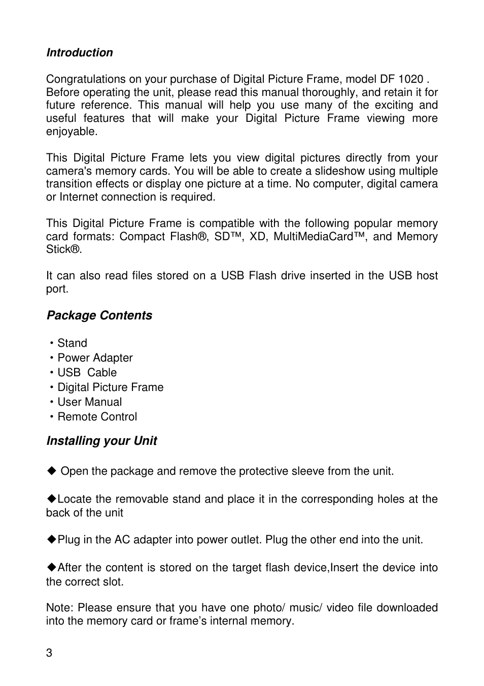 Lenco DF-1020 User Manual | Page 3 / 15