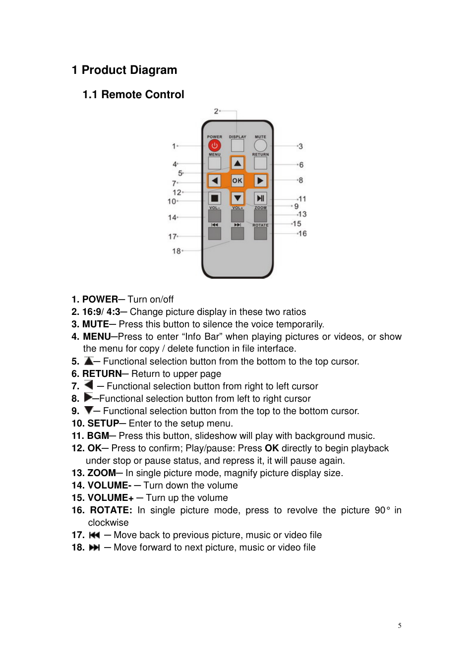 1 product diagram | Lenco DF-1200 User Manual | Page 5 / 13