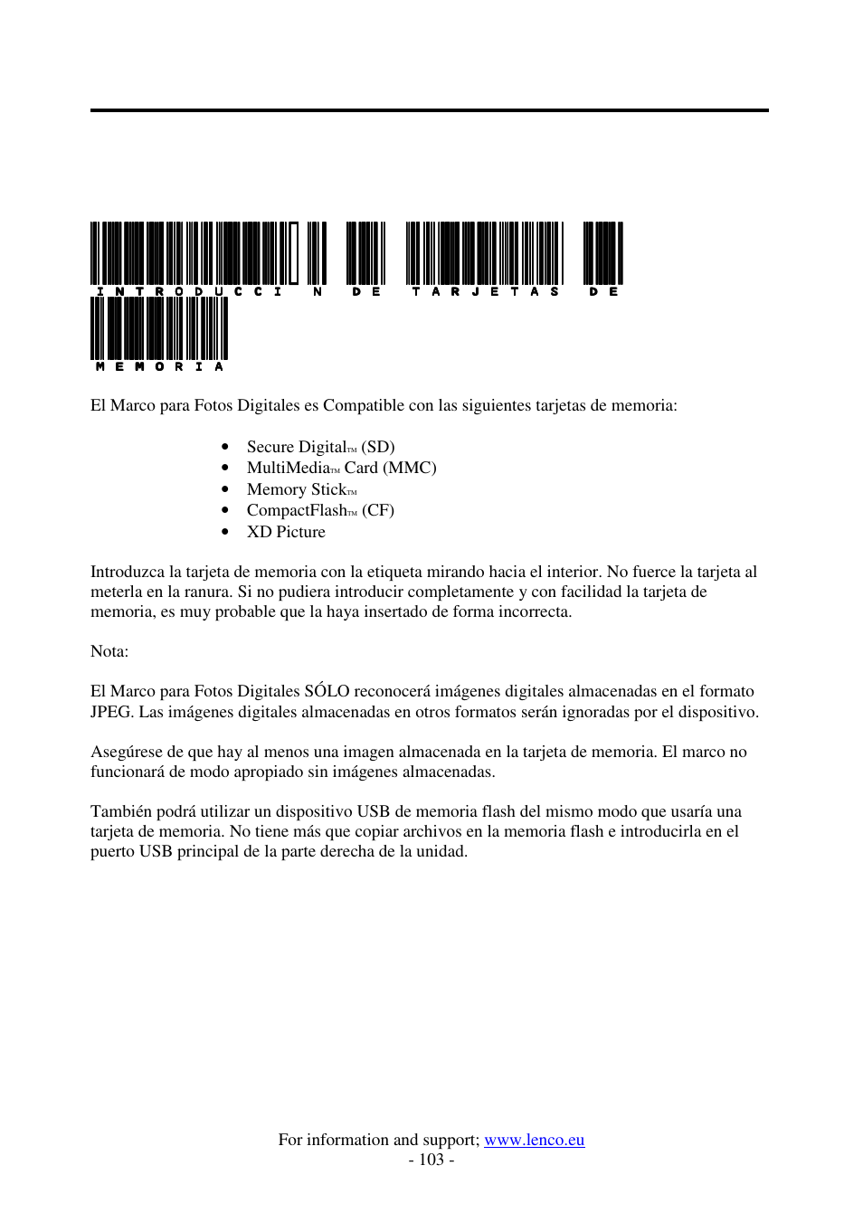 Introducci n de tarjetas de | Lenco DF-1520 User Manual | Page 107 / 123