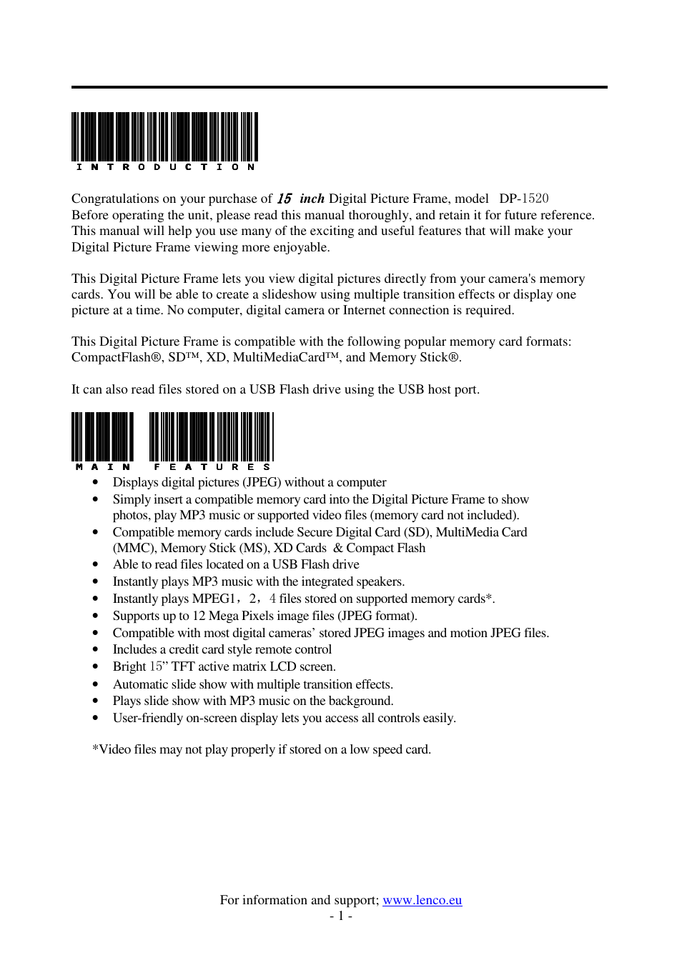 Lenco DF-1520 User Manual | Page 5 / 123