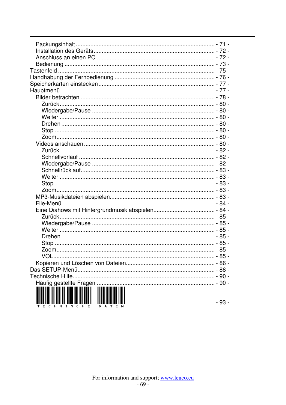 Lenco DF-1520 User Manual | Page 73 / 123