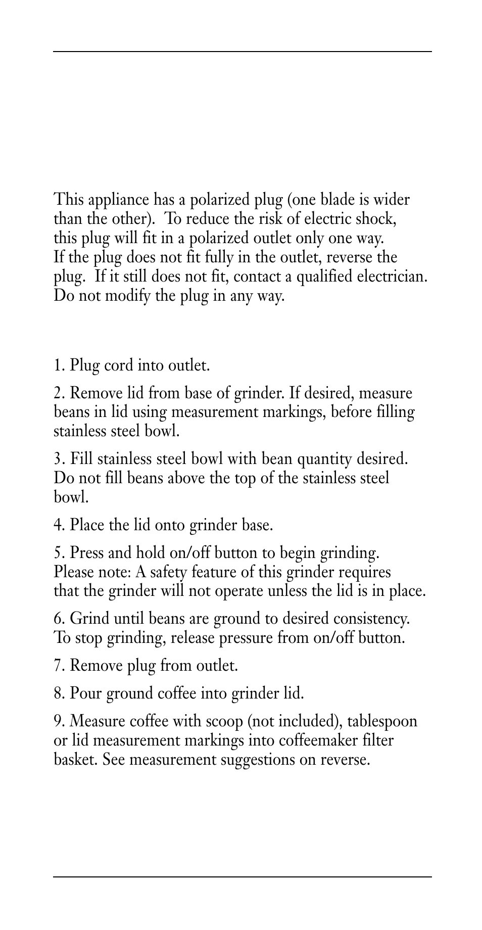 Save these instructions, For household use only, Operating instructions | Cuisinart DCG-20BK User Manual | Page 3 / 6