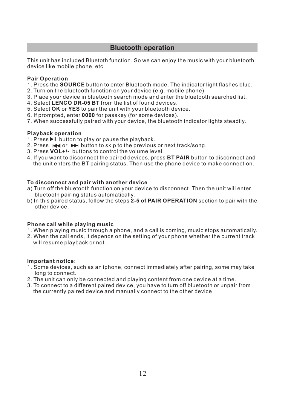 页 13 | Lenco DR-05-BT User Manual | Page 13 / 91