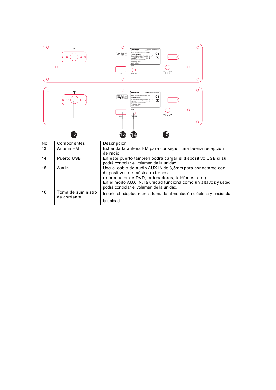 Vista posterior | Lenco DR-05-BT User Manual | Page 78 / 91