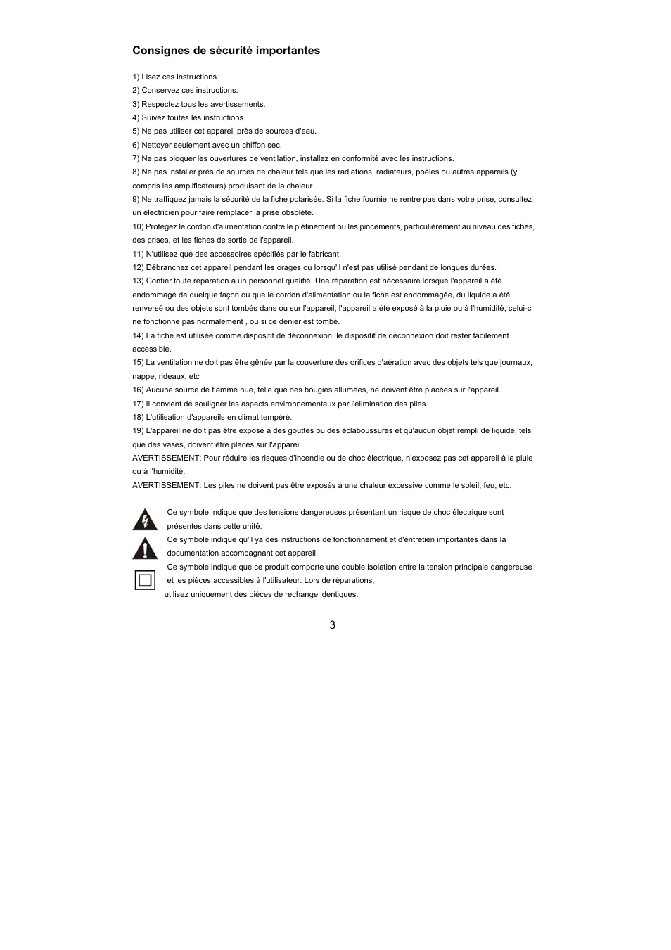 3consignes de sécurité importantes | Lenco DVD-322 User Manual | Page 35 / 81
