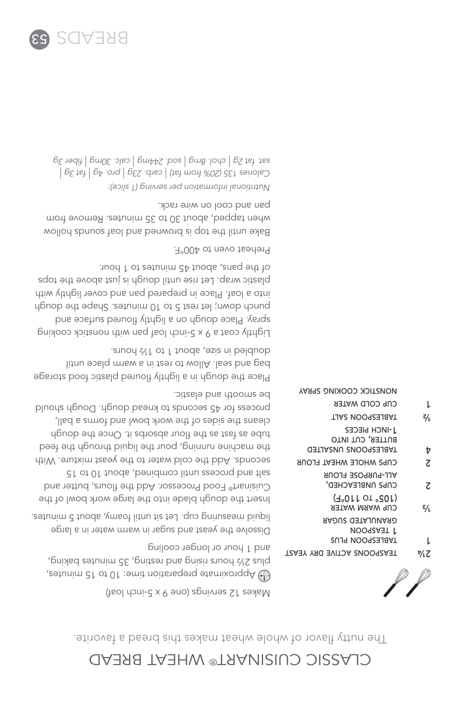 Breads, Classic cuisinart, Wheat bread | Cuisinart Elite DLC-XPN User Manual | Page 34 / 87