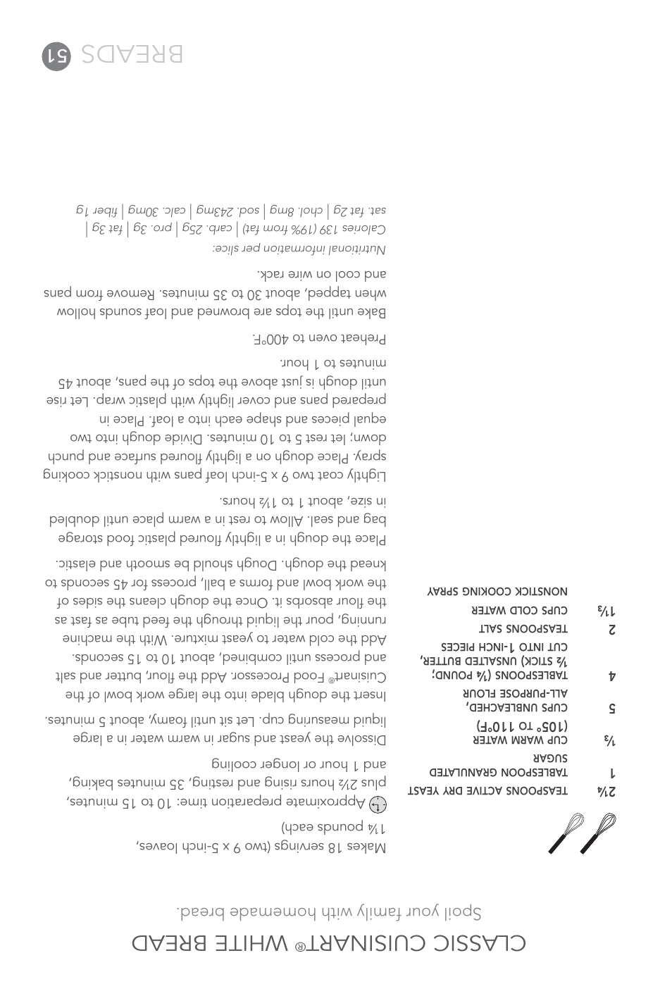 Breads, Classic cuisinart, White bread | Spoil your family with homemade bread | Cuisinart Elite DLC-XPN User Manual | Page 36 / 87