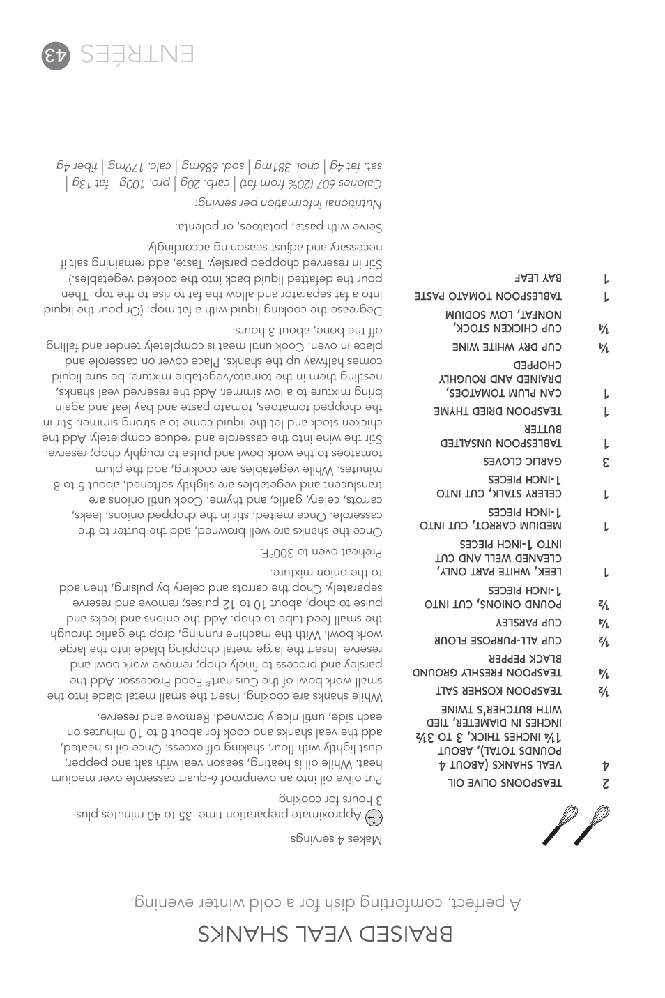 Entrées, Braised veal shanks | Cuisinart Elite DLC-XPN User Manual | Page 44 / 87