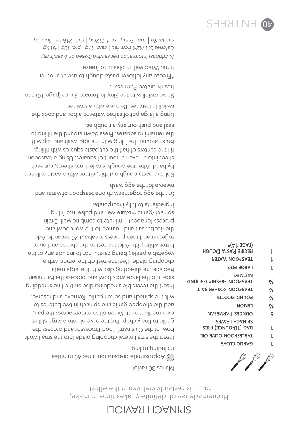 Entrées, Spinach ravioli | Cuisinart Elite DLC-XPN User Manual | Page 47 / 87