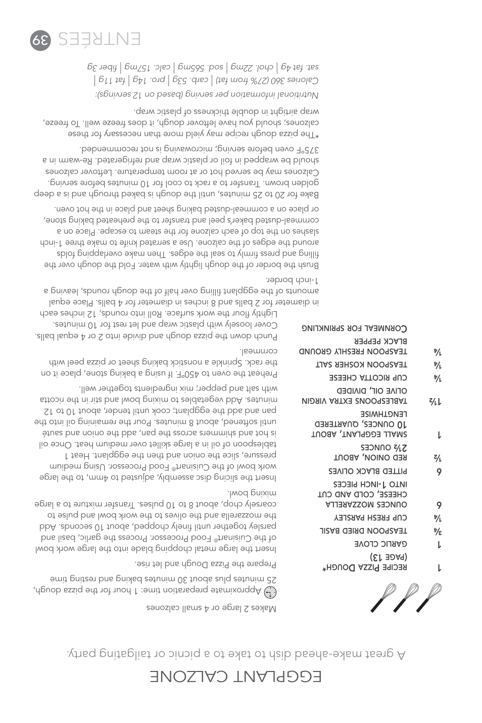 Entrées, Eggplant calzone | Cuisinart Elite DLC-XPN User Manual | Page 48 / 87