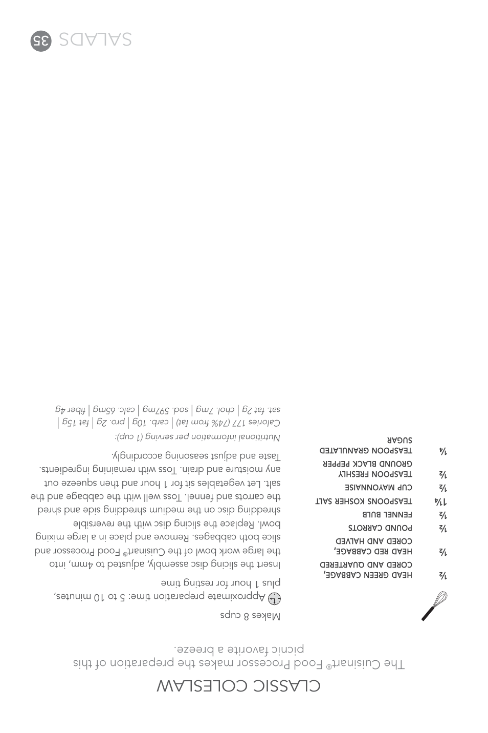 Salads, Classic coleslaw, The cuisinart | Cuisinart Elite DLC-XPN User Manual | Page 52 / 87