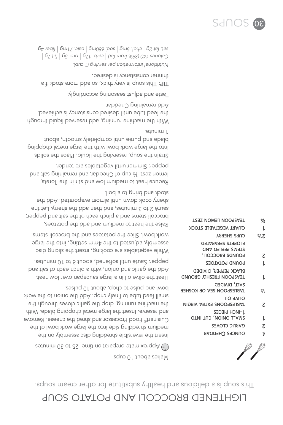 Soups, Lightened broccoli and pota to soup | Cuisinart Elite DLC-XPN User Manual | Page 57 / 87