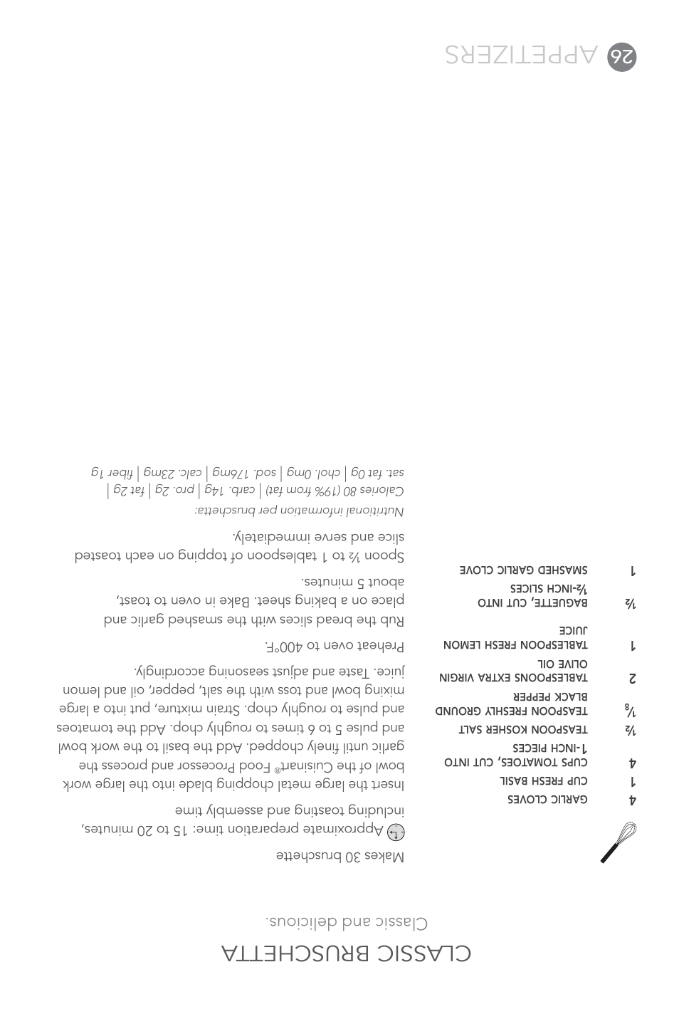 Appetizers, Classic bruschetta, Classic and delicious | Cuisinart Elite DLC-XPN User Manual | Page 61 / 87