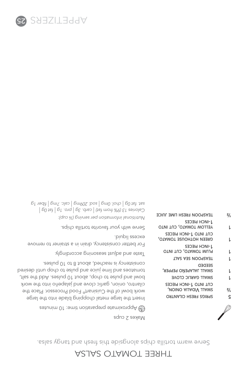 Appetizers, Three tomato salsa | Cuisinart Elite DLC-XPN User Manual | Page 62 / 87