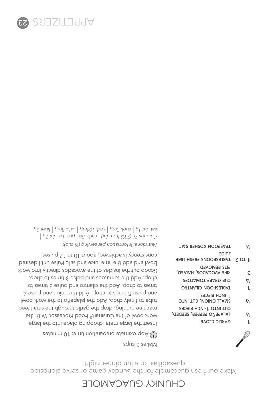 Appetizers, Chunky guacamole | Cuisinart Elite DLC-XPN User Manual | Page 64 / 87