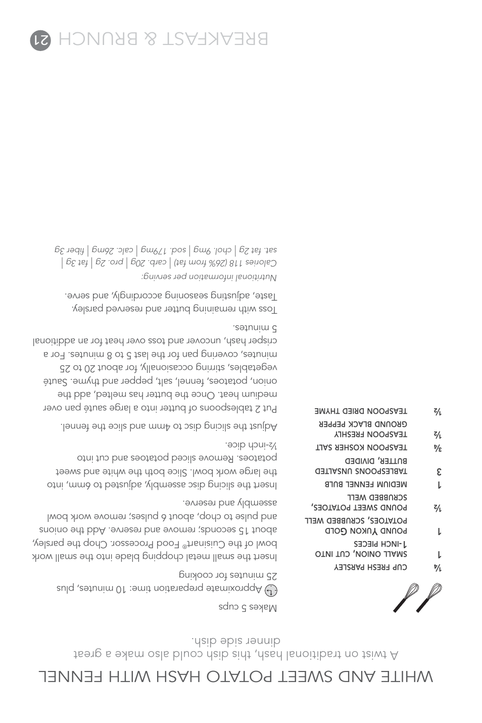 Breakfast & brunch, White and sweet pota to hash with fennel | Cuisinart Elite DLC-XPN User Manual | Page 66 / 87