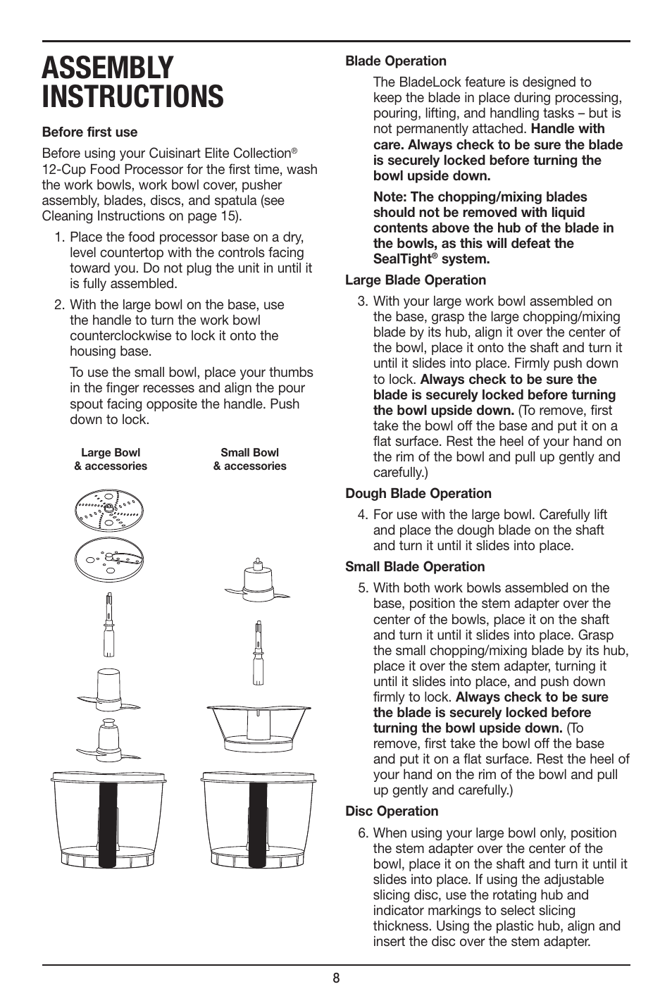 Assembly instructions | Cuisinart Elite DLC-XPN User Manual | Page 8 / 87