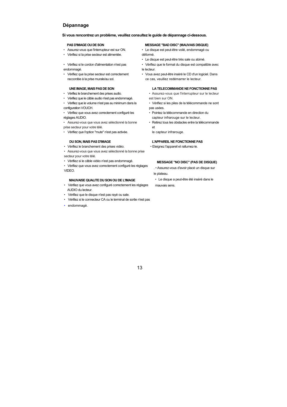 13 dépannage | Lenco DVD-432 User Manual | Page 41 / 70