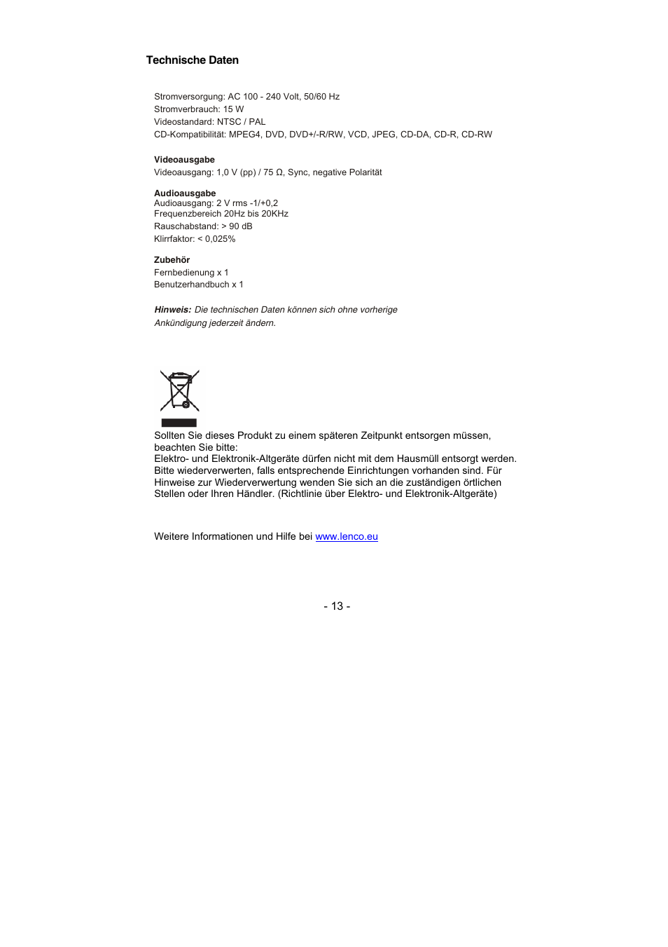 Lenco DVD-432 User Manual | Page 70 / 70