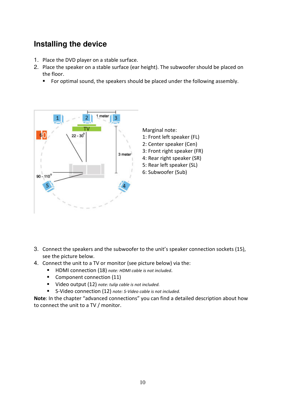 Installing the device | Lenco DVD-519 H User Manual | Page 10 / 33