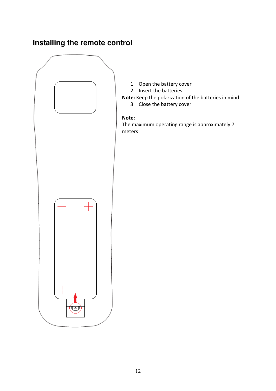 Installing the remote control | Lenco DVD-519 H User Manual | Page 12 / 33