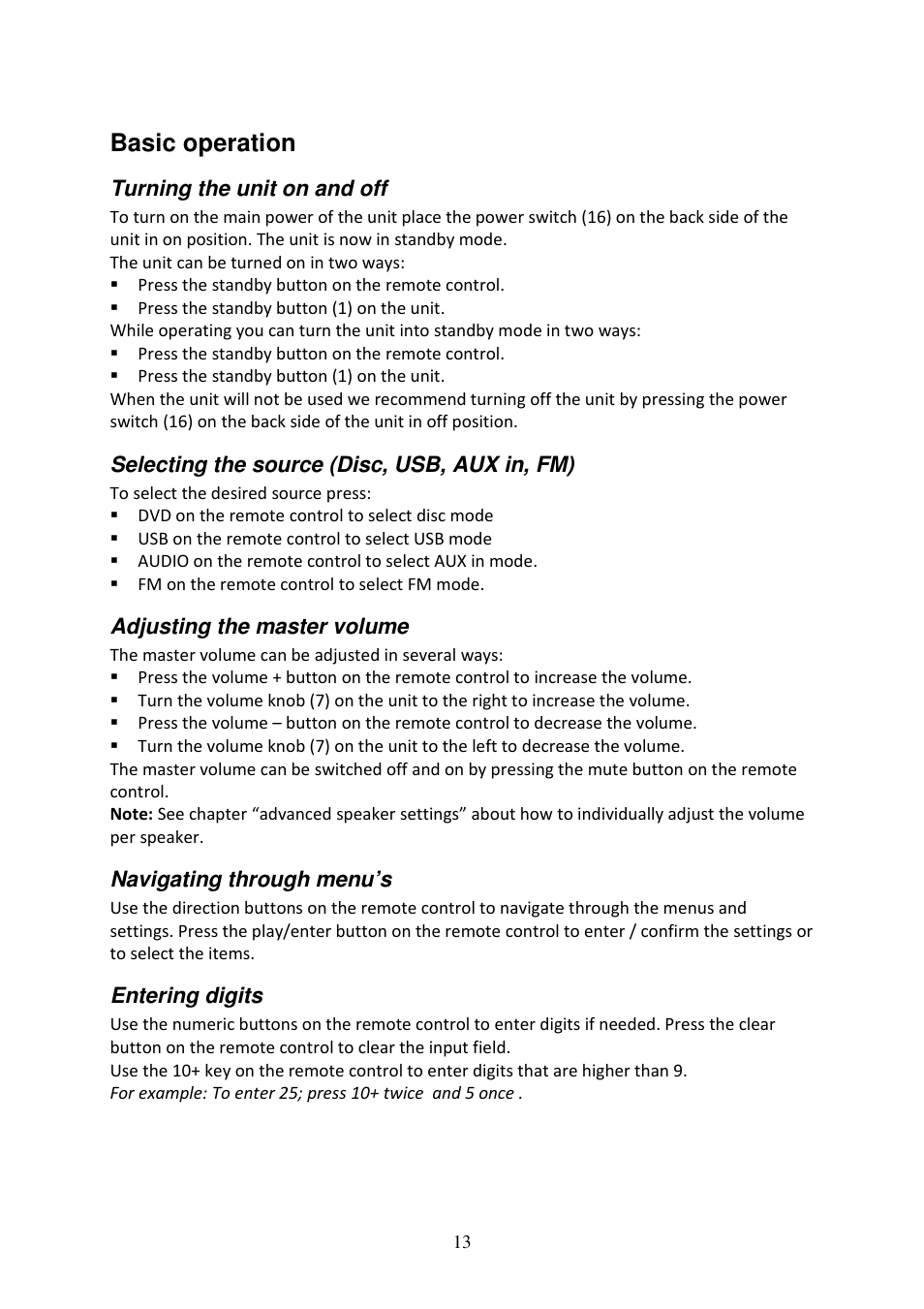 Basic operation | Lenco DVD-519 H User Manual | Page 13 / 33