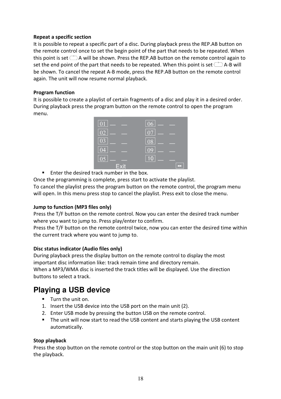 Playing a usb device | Lenco DVD-519 H User Manual | Page 18 / 33