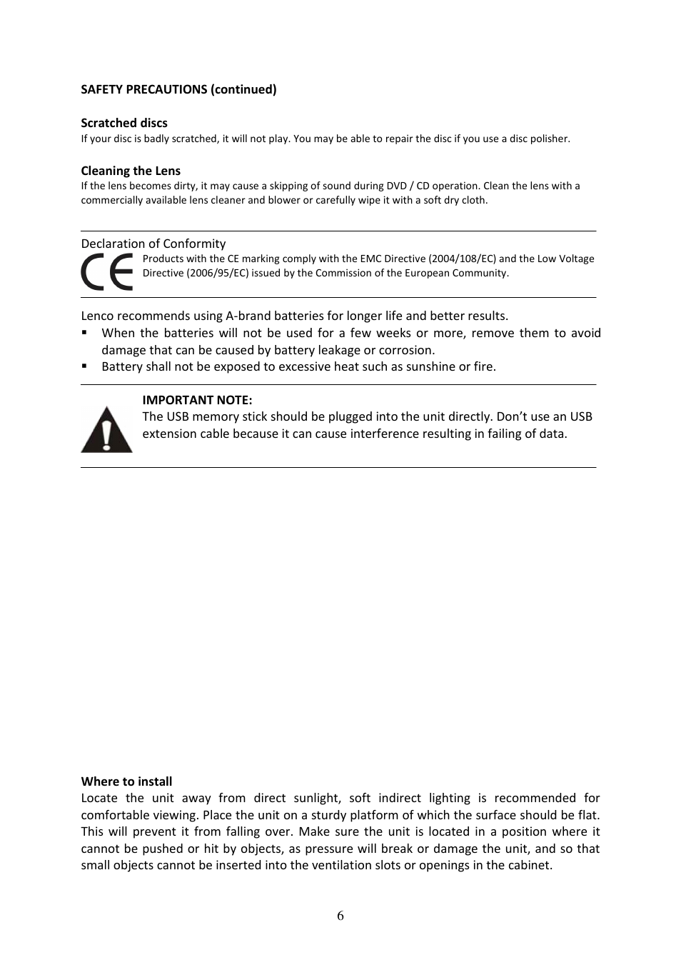 Lenco DVD-519 H User Manual | Page 6 / 33