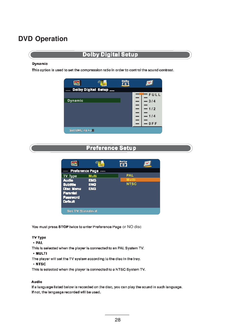 Dvd operation | Lenco DVL-1955 User Manual | Page 30 / 36