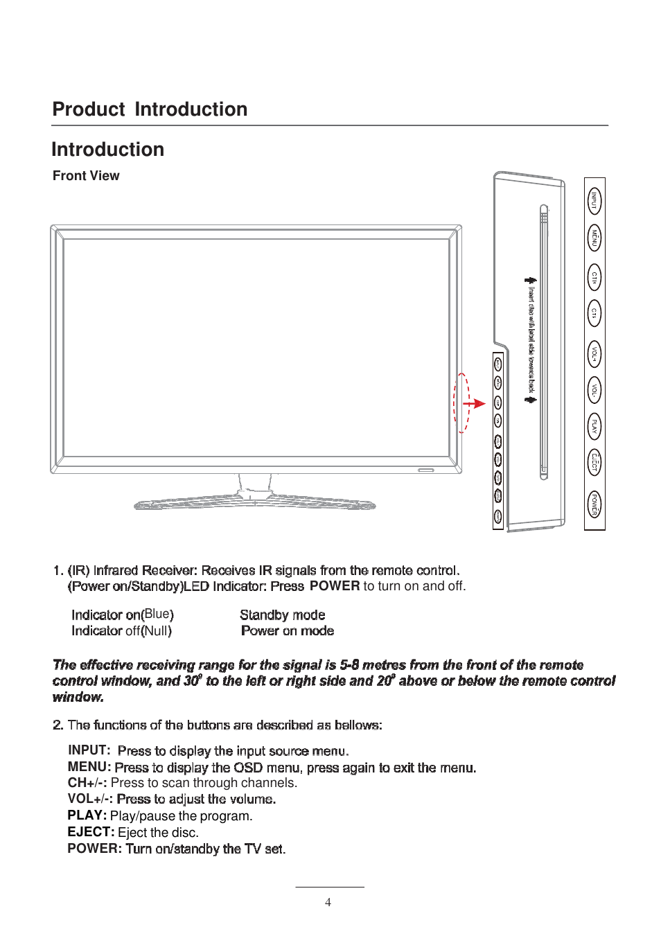 Product introduction, Introduction | Lenco DVL-1955 User Manual | Page 6 / 36