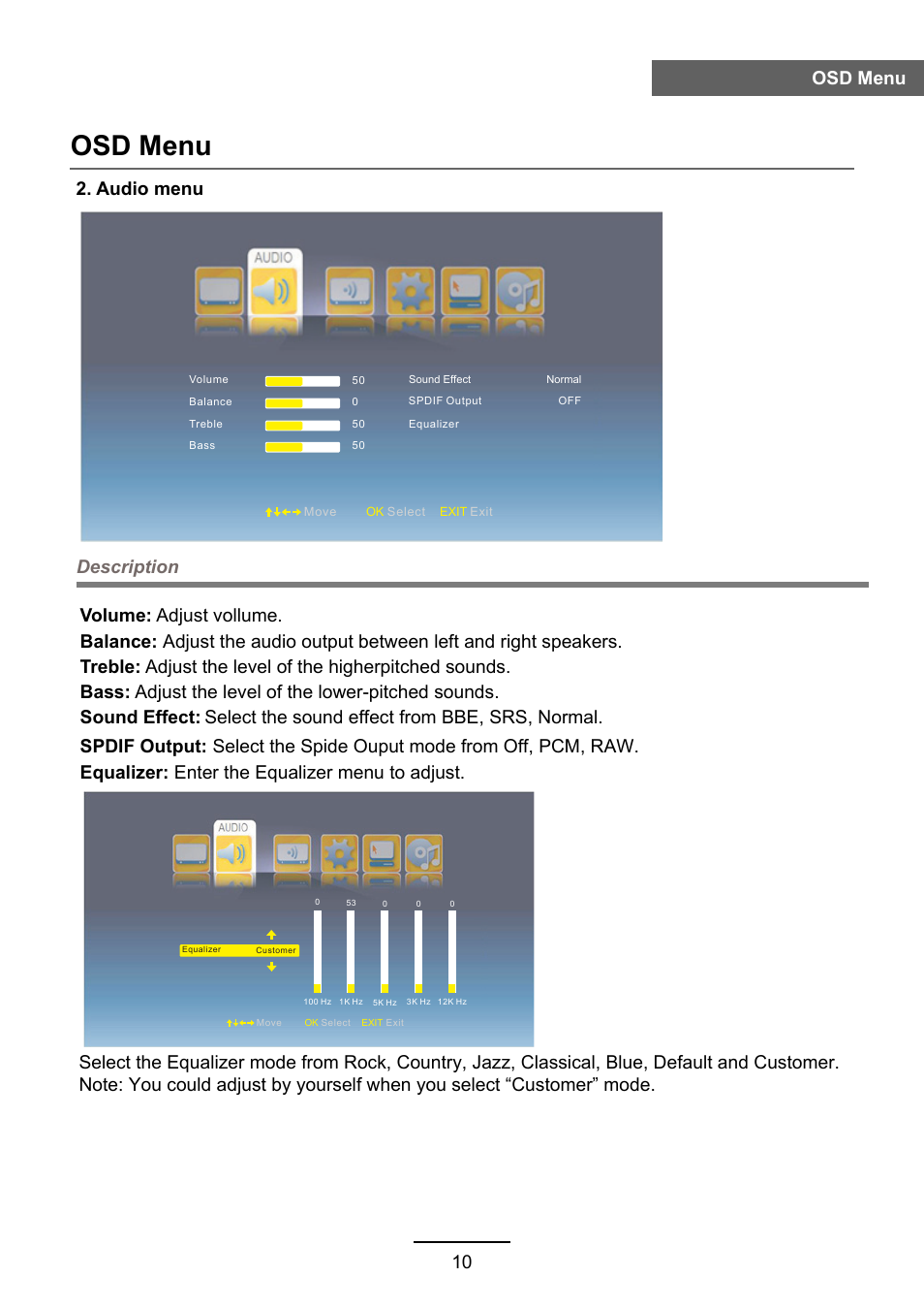 Osd menu | Lenco DVL-2483 User Manual | Page 13 / 28