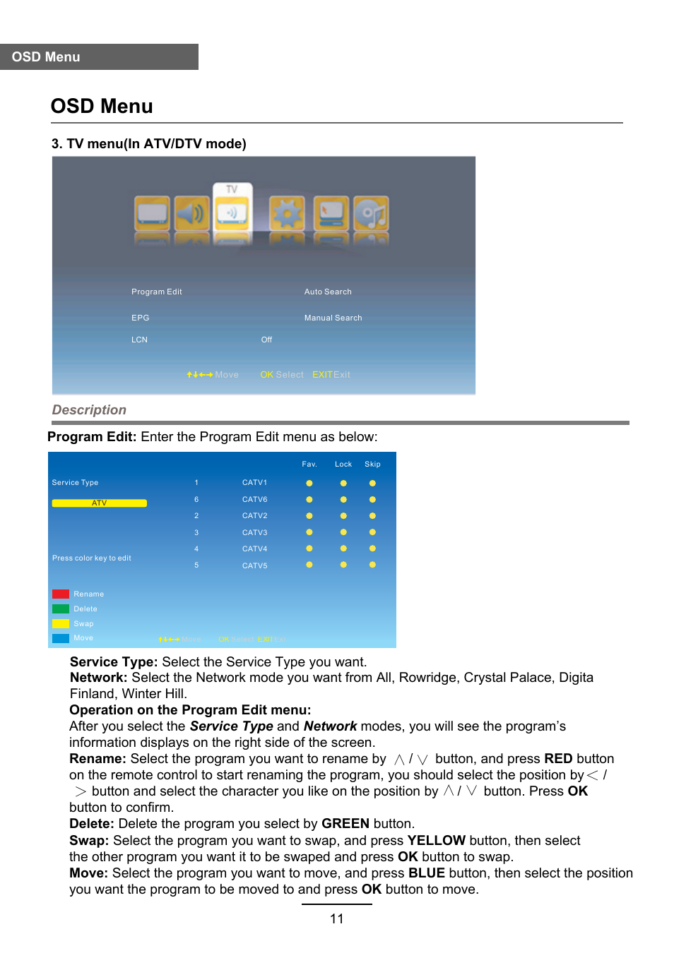 Osd menu | Lenco DVL-2483 User Manual | Page 14 / 28