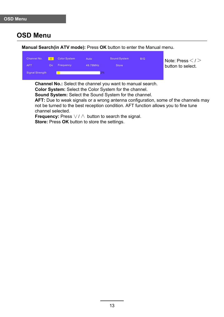 Osd menu | Lenco DVL-2483 User Manual | Page 16 / 28
