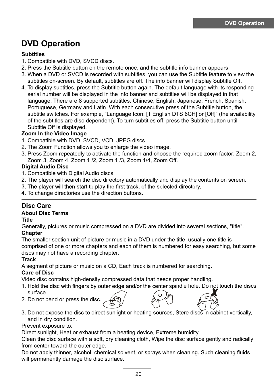 Dvd operation | Lenco DVL-2483 User Manual | Page 23 / 28