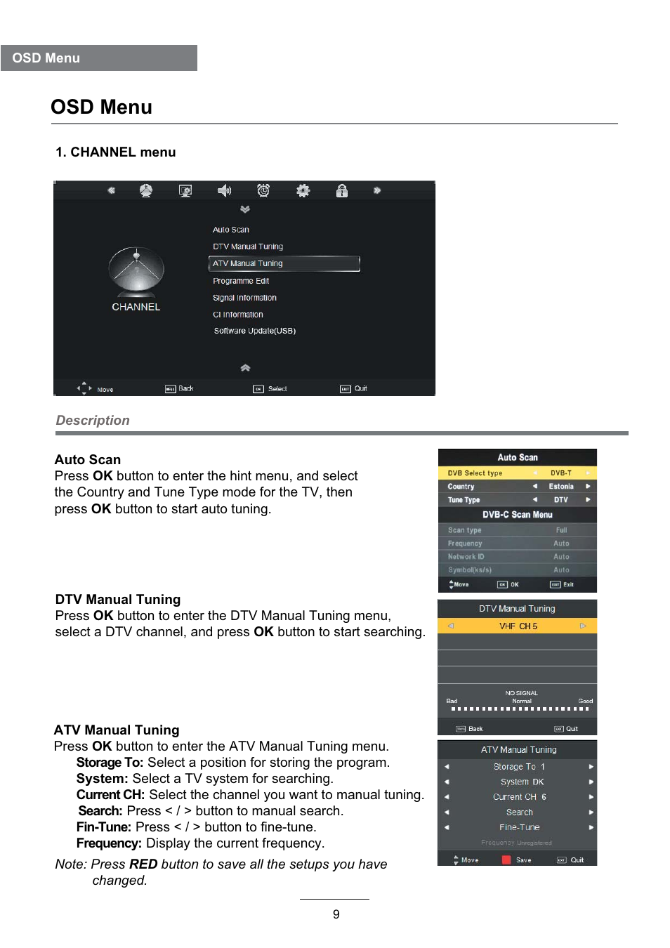 Osd menu | Lenco DVL-2493 User Manual | Page 11 / 36