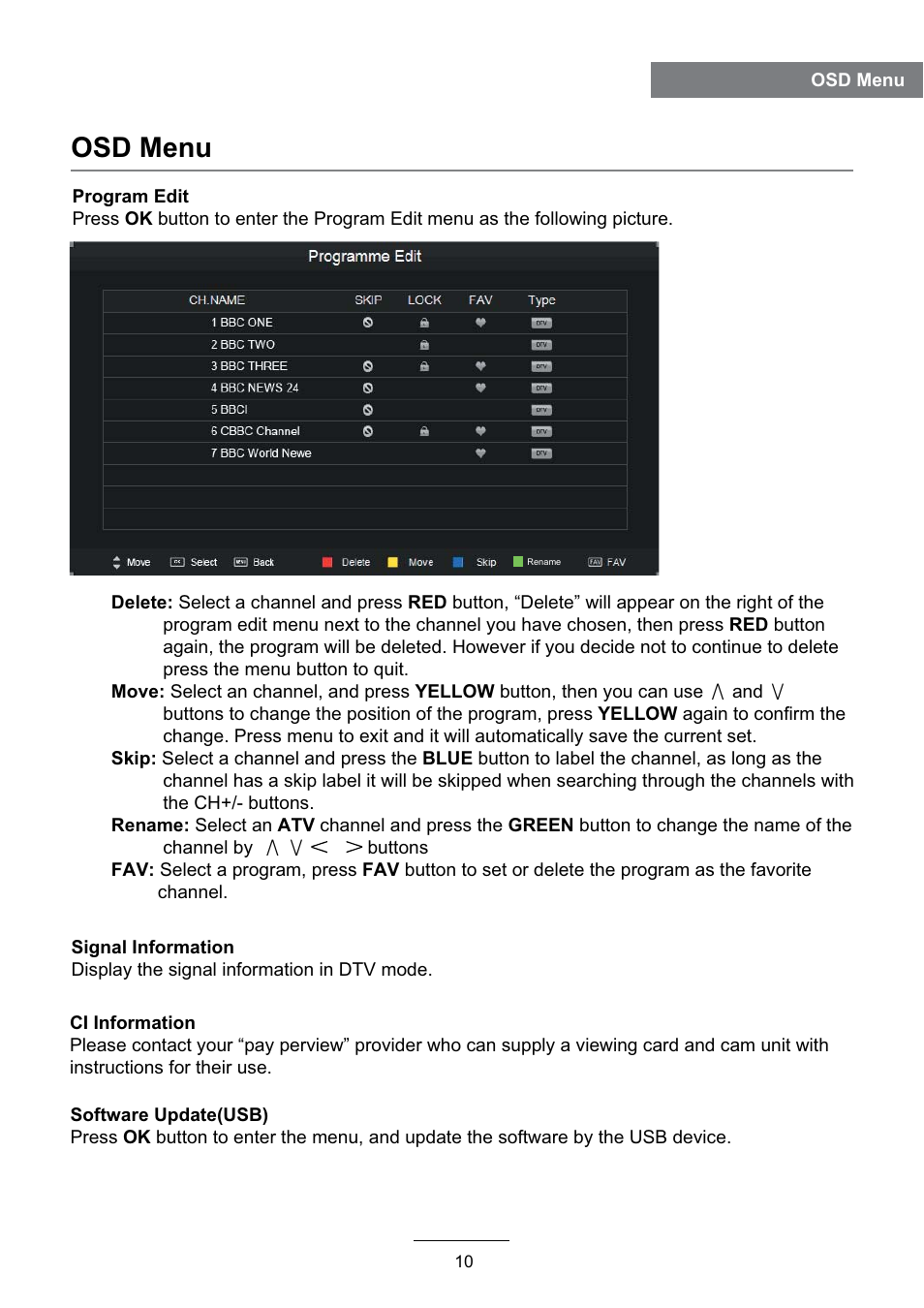 Osd menu | Lenco DVL-2493 User Manual | Page 12 / 36