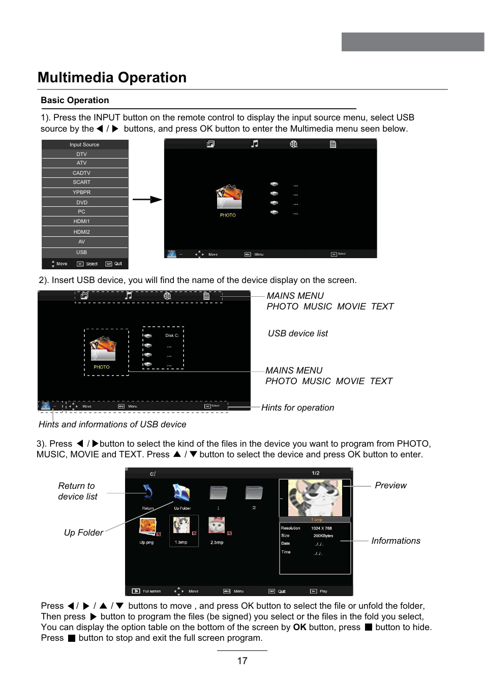 Multimedia operation, 17 multimedia operation | Lenco DVL-2493 User Manual | Page 19 / 36