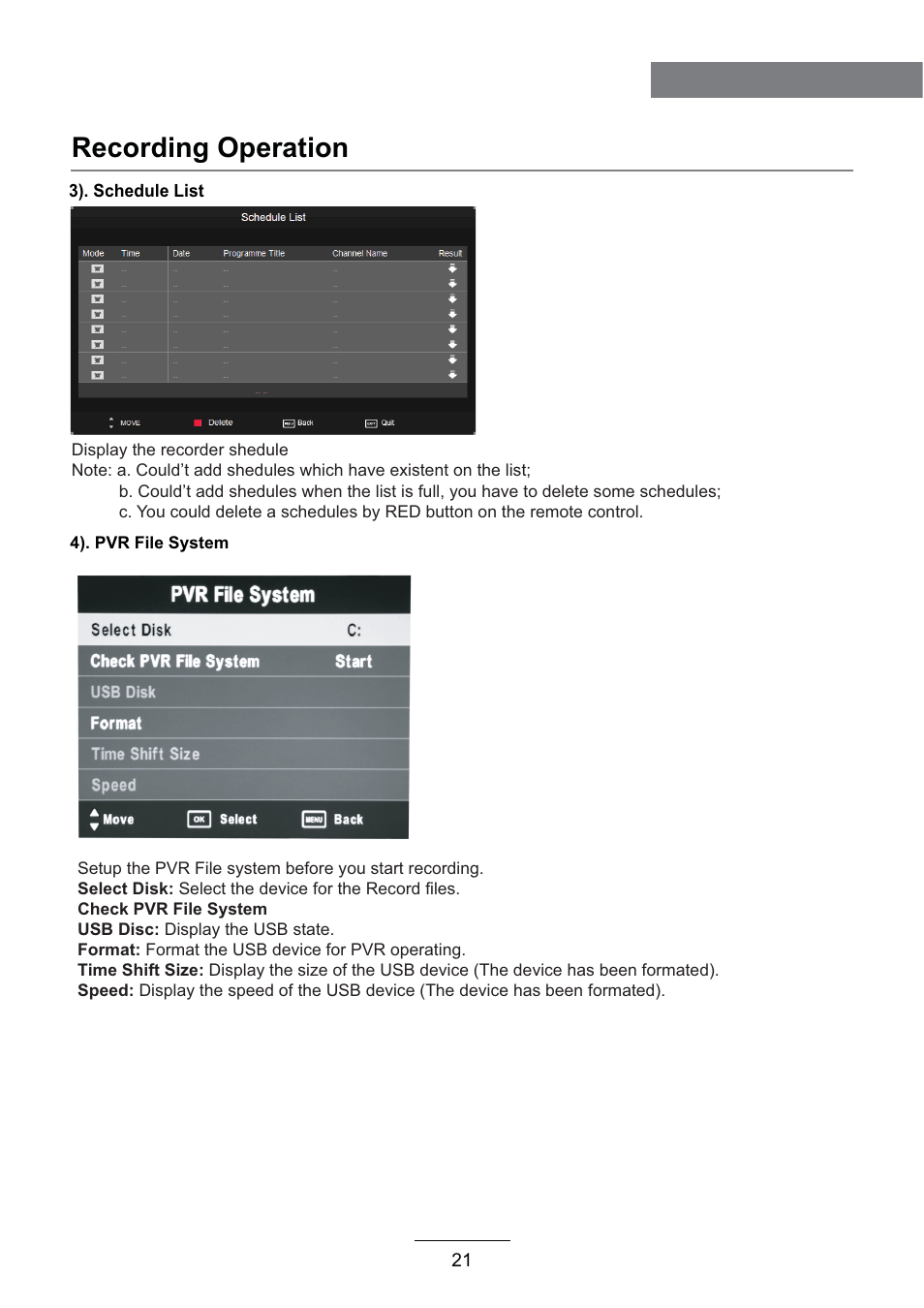 Recording operation | Lenco DVL-2493 User Manual | Page 23 / 36