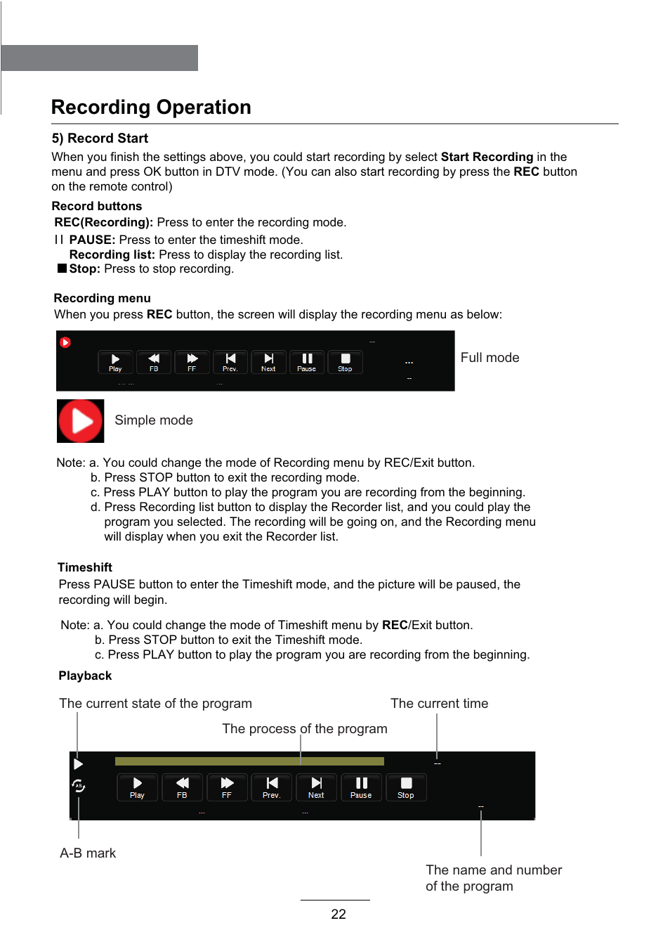 Recording operation | Lenco DVL-2493 User Manual | Page 24 / 36