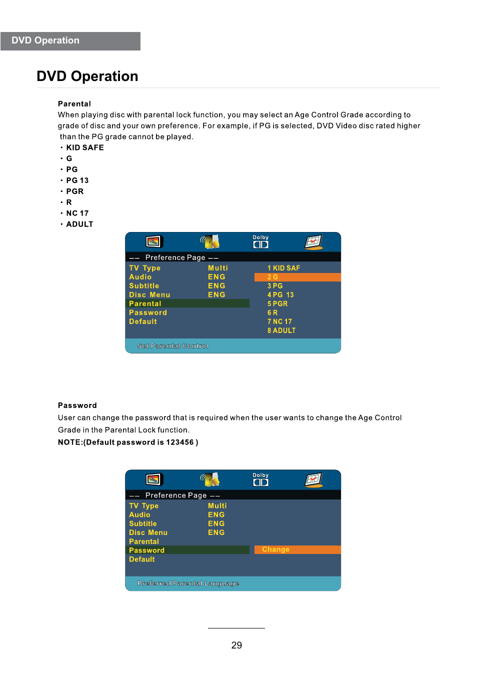 Dvd operation | Lenco DVL-2493 User Manual | Page 31 / 36