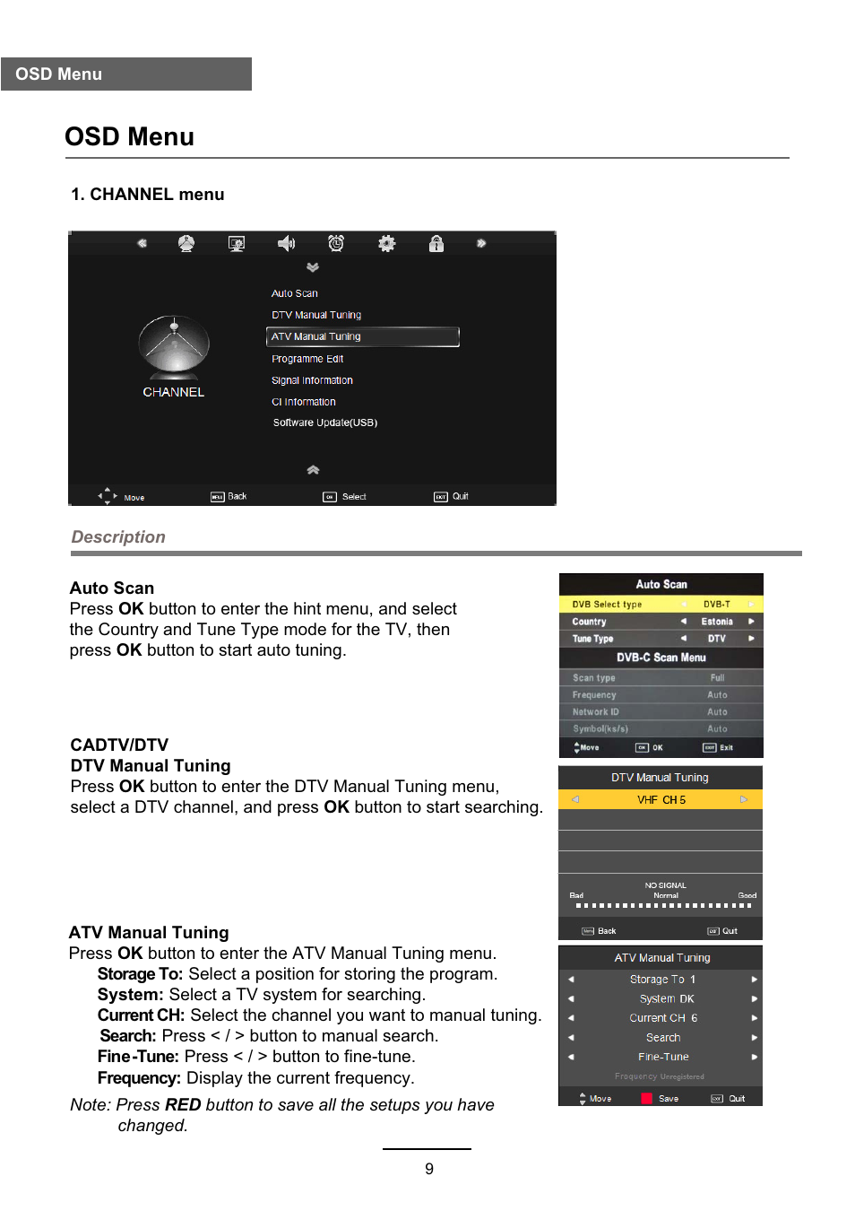 Osd menu | Lenco DVL-2690 User Manual | Page 12 / 38