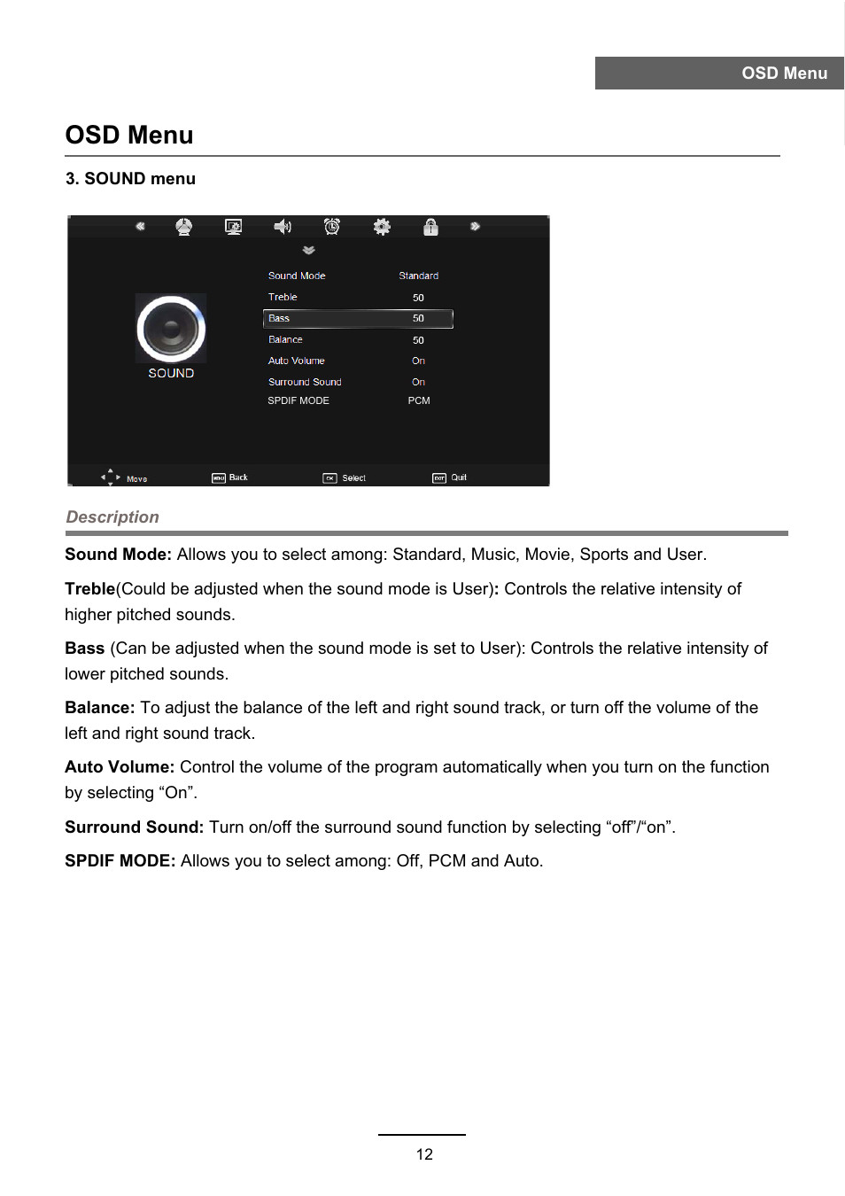 Osd menu | Lenco DVL-2690 User Manual | Page 15 / 38