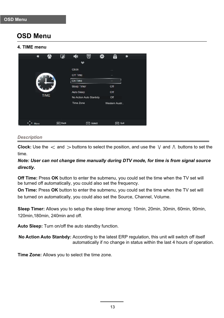 Osd menu | Lenco DVL-2690 User Manual | Page 16 / 38