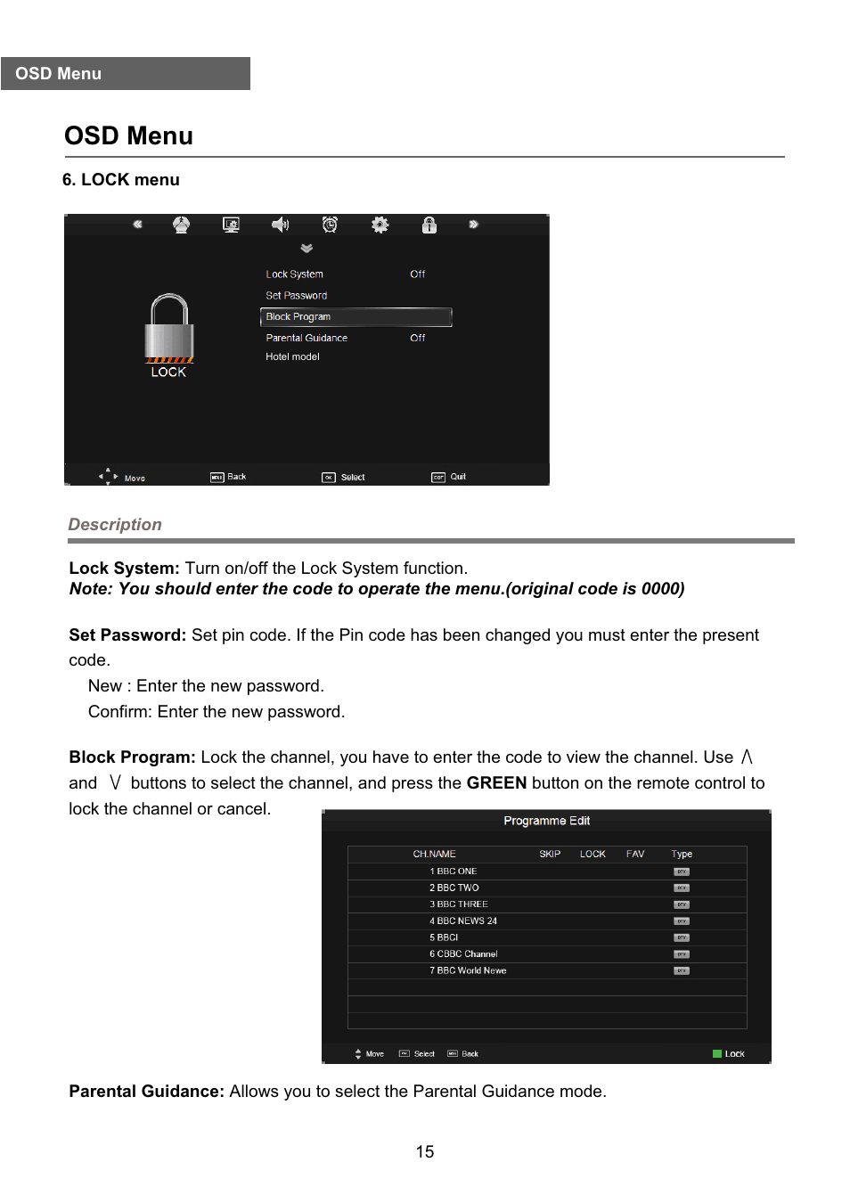 Osd menu | Lenco DVL-2690 User Manual | Page 18 / 38