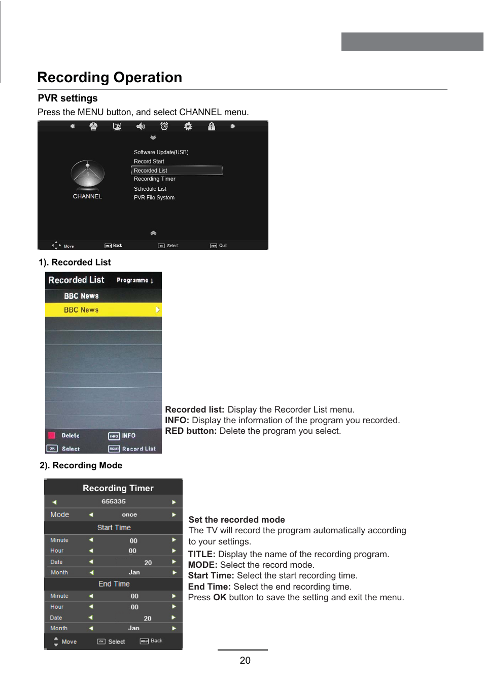 Recording operation | Lenco DVL-2690 User Manual | Page 23 / 38