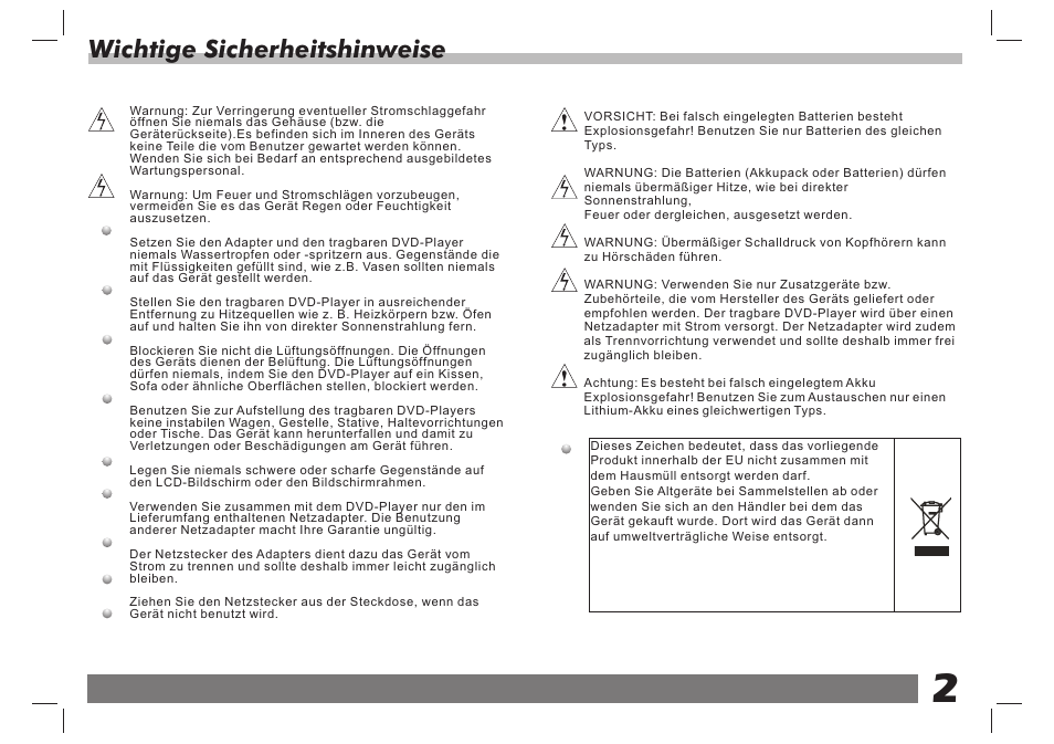 Wichtige sicherheitshinweise | Lenco DVP-7 Snoopy Commics User Manual | Page 39 / 60